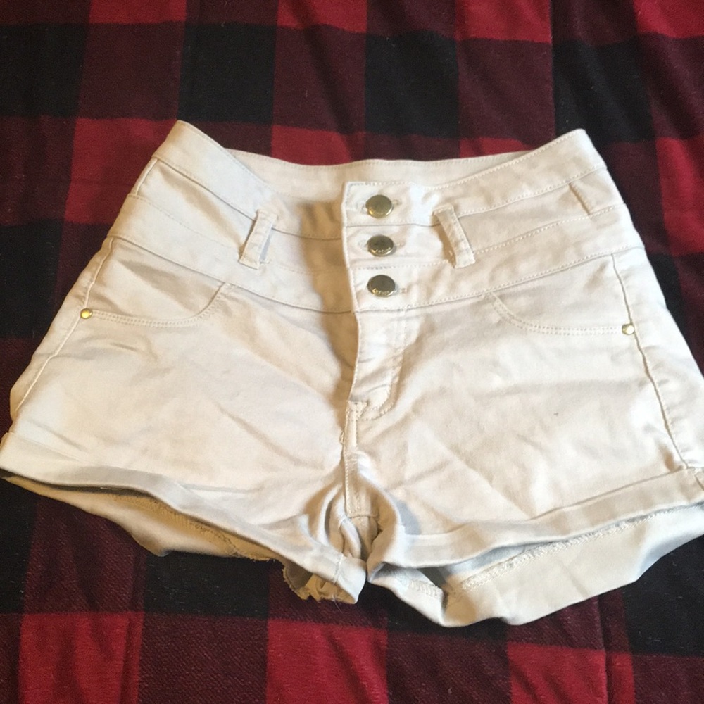 High waisted khaki shorts